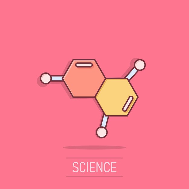 Icono de la ciencia en estilo cómico Ilustración vectorial de dibujos animados de células de ADN en un fondo aislado Evolución molecular Efecto de salpicaduras Concepto de negocio