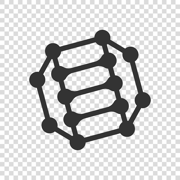 Icono de ciencia en estilo plano Ilustración de vector de células de ADN sobre fondo blanco aislado Concepto de negocio de evolución de moléculas