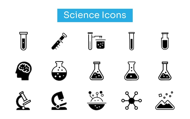 El icono de la ciencia, el icono del vector de la biología, la colección del icono, la ilustración del vector.