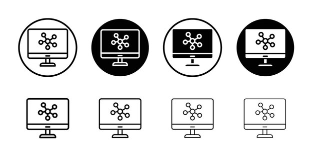 Icono de ciencias de la computación Logotipo de vector de contorno sencillo