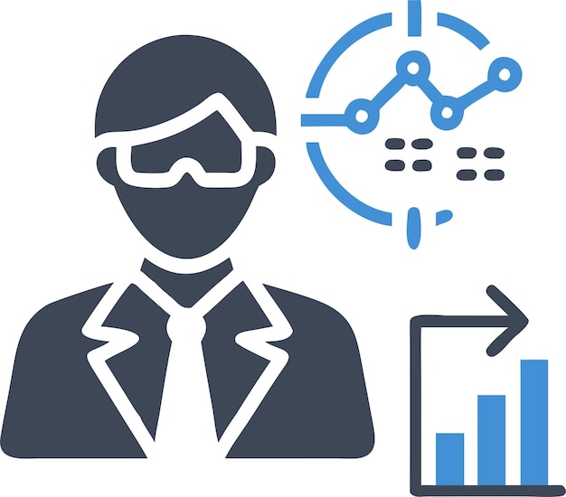 El icono del científico de datos aislado en fondo blanco