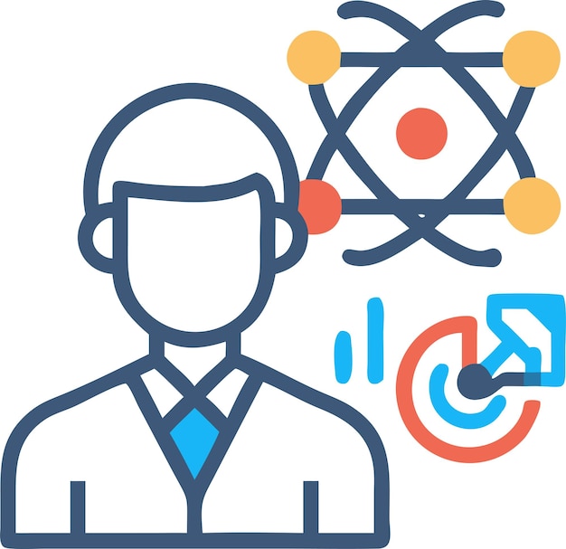 El icono del científico de datos aislado en fondo blanco