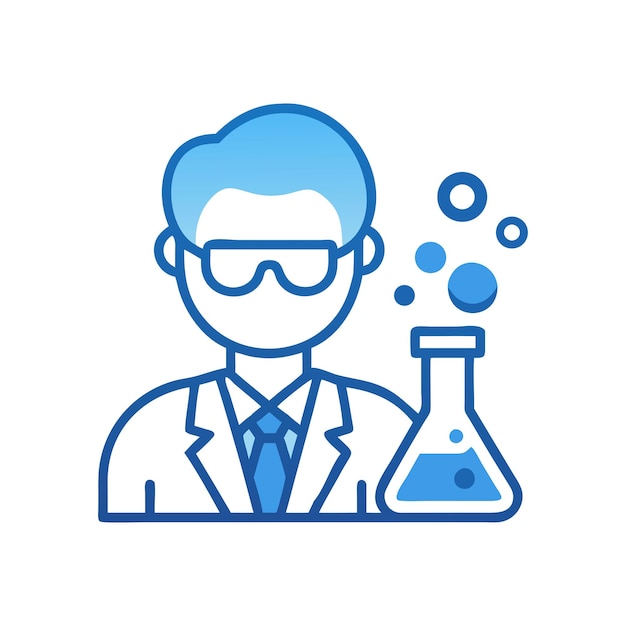 icono de científico en fondo blanco