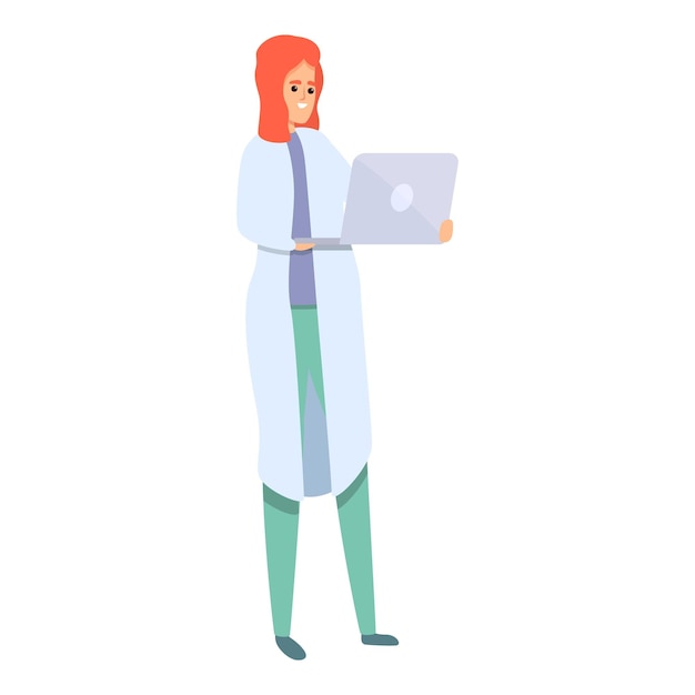 Icono de científico de investigación portátil Caricatura de icono de vector de científico de investigación portátil para diseño web aislado sobre fondo blanco