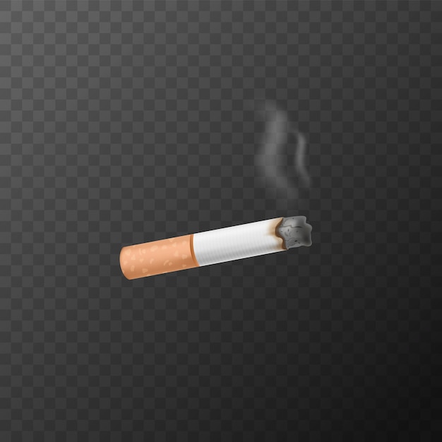 Icono de cigarrillo 3d realista con vector aislado de humo