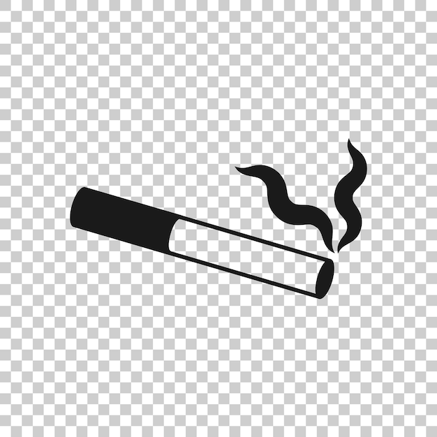 Icono de cigarrillo en estilo plano Ilustración de vector de humo sobre fondo blanco aislado Concepto de negocio de nicotina