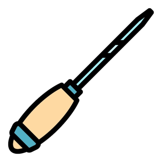 El icono del cincel de carpintero Contorno del icono vectorial del cincel del carpintero Color plano aislado