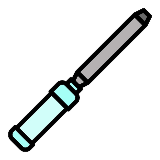 Icono del cincel del mango Contorno del icono del cincel vectorial del mango Color plano aislado