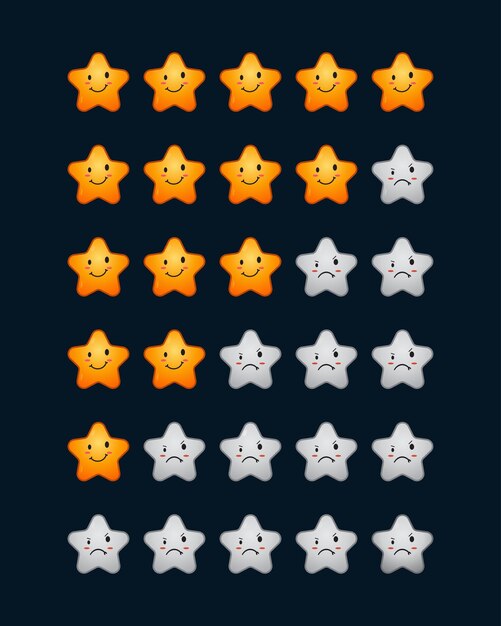 Ícono de cinco estrellas Íconos de estrellas para usar en calificaciones Comentarios de clientes y calificaciones de productos