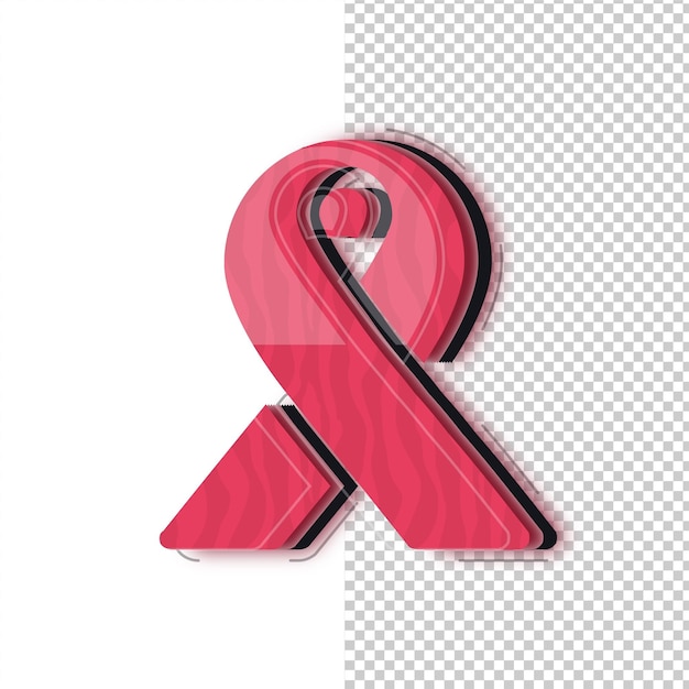 Icono de cinta de cáncer con efecto de vidrio rojo 3D con fondo editable