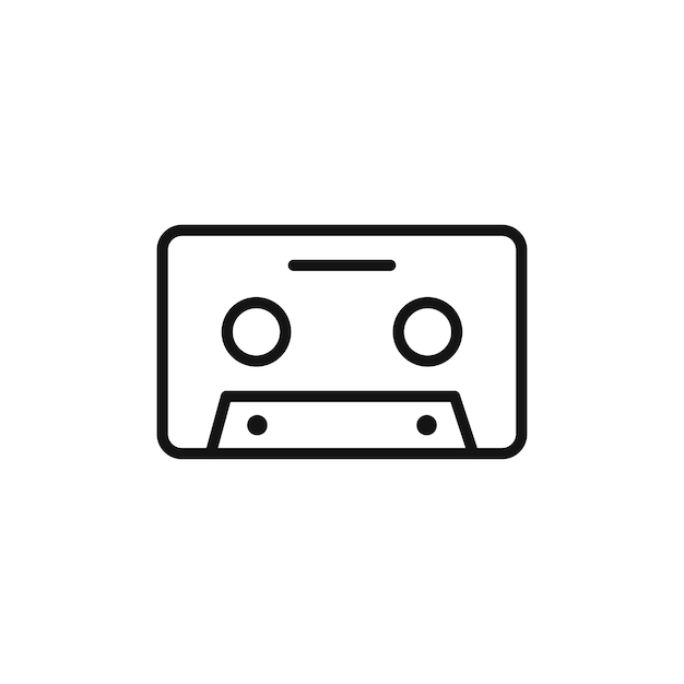 El icono de la cinta de cassette aislado sobre un fondo blanco