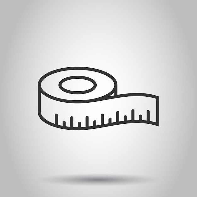 Icono de cinta métrica en estilo plano Ilustración de vector de signo de regla sobre fondo blanco aislado Concepto de negocio de medidor