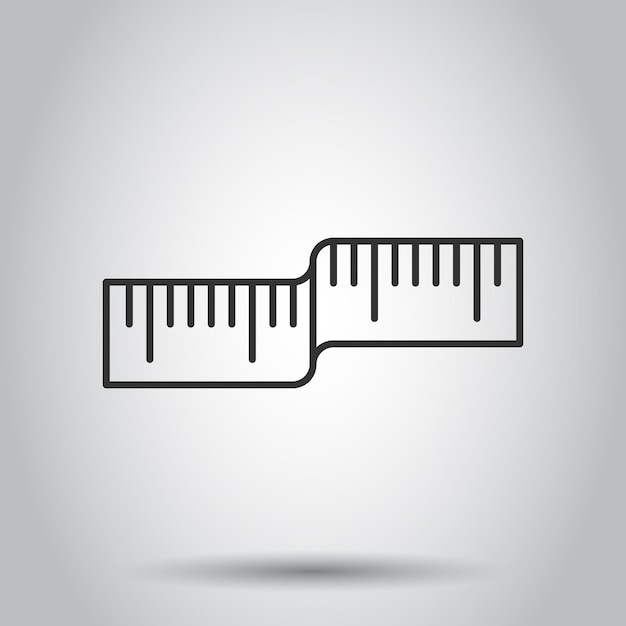 Icono de cinta métrica en estilo plano Ilustración de vector de signo de regla sobre fondo blanco aislado Concepto de negocio de medidor