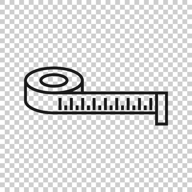 Icono de cinta métrica en estilo plano Ilustración de vector de signo de regla sobre fondo blanco aislado Concepto de negocio de medidor