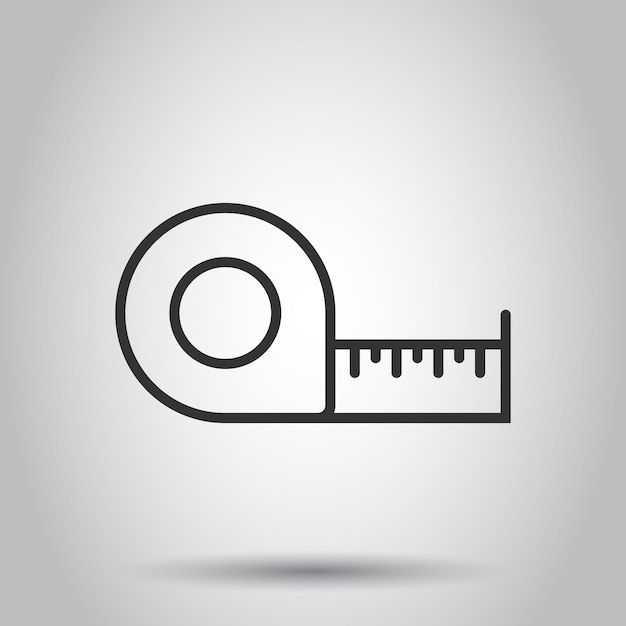 Icono de cinta métrica en estilo plano Ilustración de vector de signo de regla sobre fondo blanco aislado Concepto de negocio de medidor