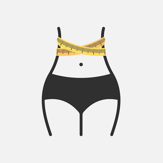 Icono de cintura de pérdida de peso de cintura de mujer aislado sobre fondo blanco Ilustración vectorial