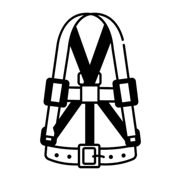 Icono del cinturón de arnés de trabajador en estilo doodle