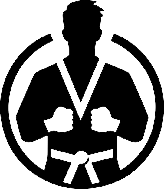 Vector icono del cinturón de karate con silueta de vector de hombre mínimo silueta de color negro 19