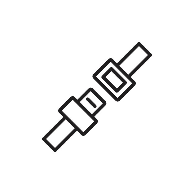 Icono del cinturón de seguridad Arte plano en blanco y negro aislado