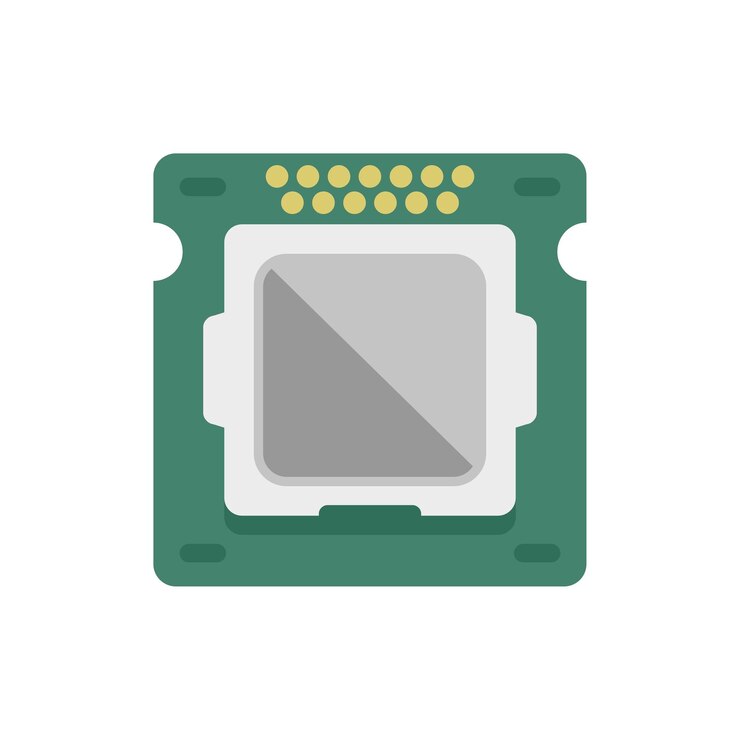 Vector icono de circuito de procesador vector plano chip cpu computadora digital aislada