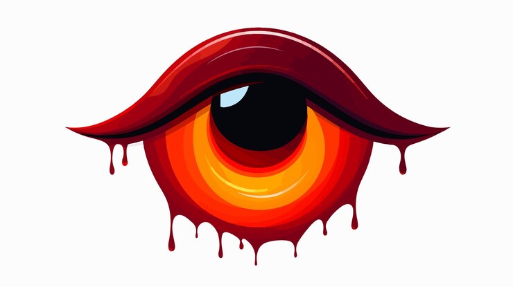 Vector icono circular del ojo místico llorando sangre con gradiente cálido