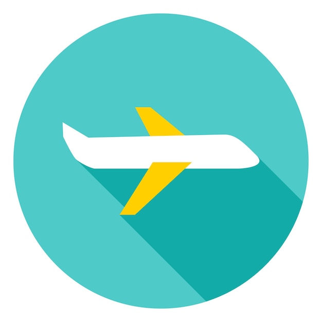 Vector icono de círculo de avión. ilustración de vector de diseño plano con sombra.