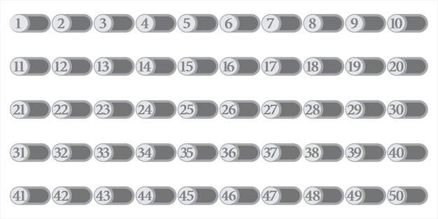 Icono de círculo digital premium en blanco y negro número 1 a 50 diseño 1