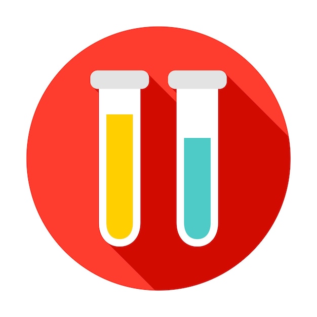 Vector icono de círculo de dos frascos. ilustración de vector con larga sombra. elemento de química.