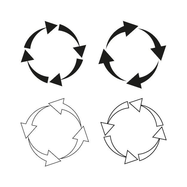 Ícono de círculo de flecha Símbolo de flujo circular Gráfico de bucle continuo Diseño vectorial de reciclaje