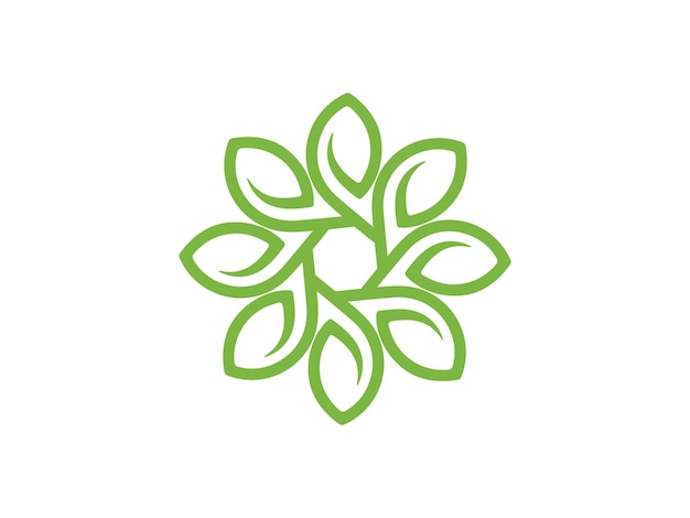 Icono de círculo y hoja diseño de logotipo colorido logotipo de hoja simple