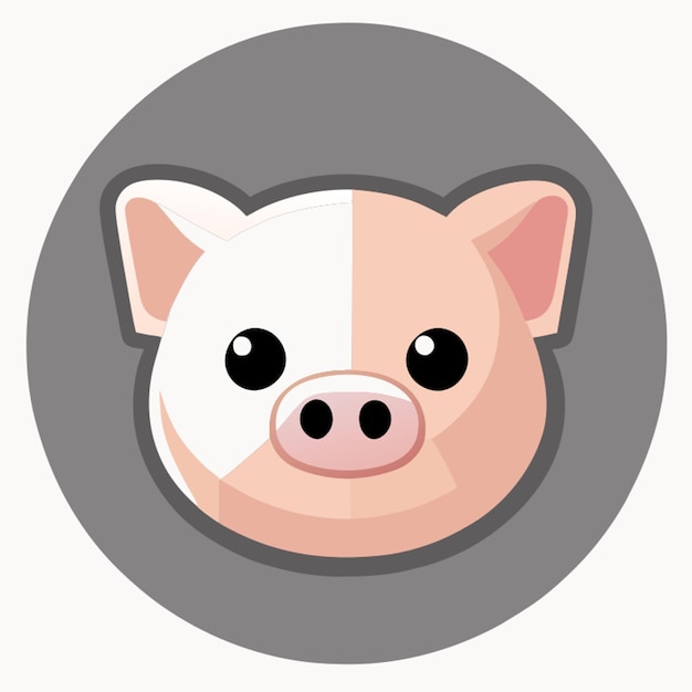 Vector icono del círculo ilustración vectorial de cerdo lindo