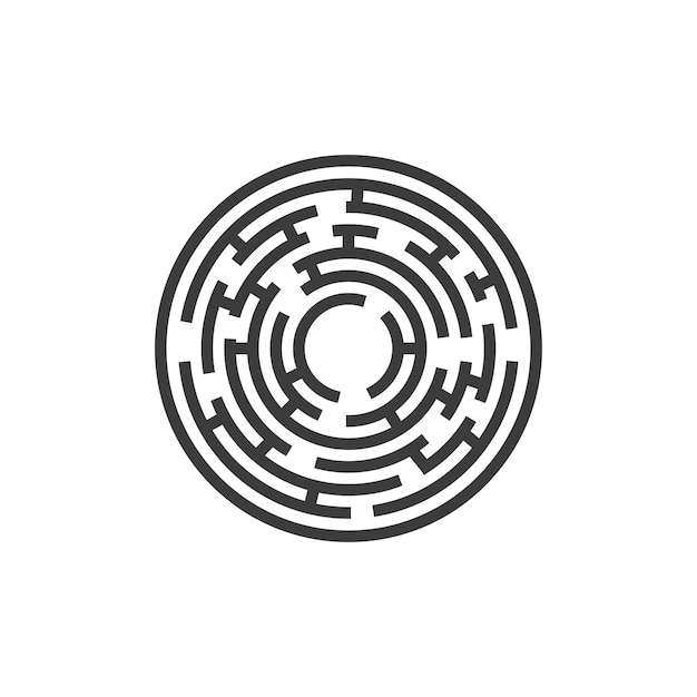 Icono círculo laberinto en vector de fondo blanco