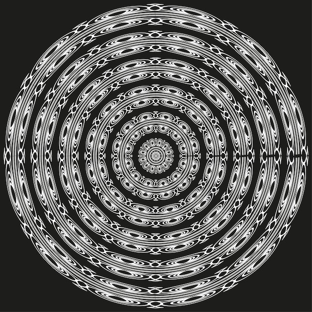 Icono del círculo del mandala Patrón concéntrico decorativo Forma de simetría ornamental Diseño sagrado vectorial