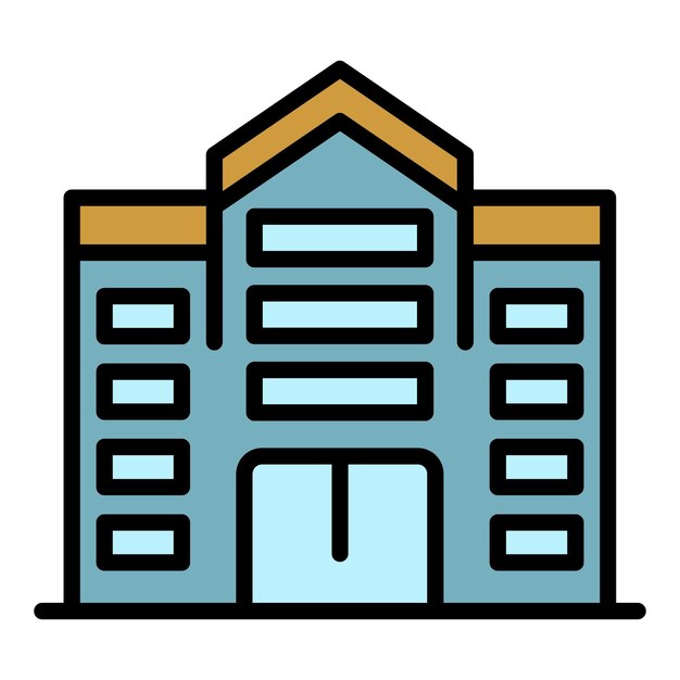 Icono de la ciudad del edificio de la oficina Contorno de la ciudad de la oficina del edificio del vector Icono del color plano aislado