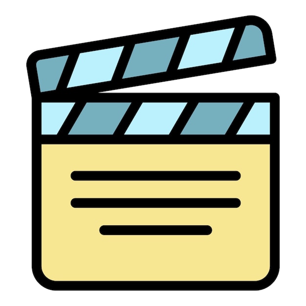 El icono del clapper de la película El contorno del icono vectorial del clapter de la película Color plano aislado