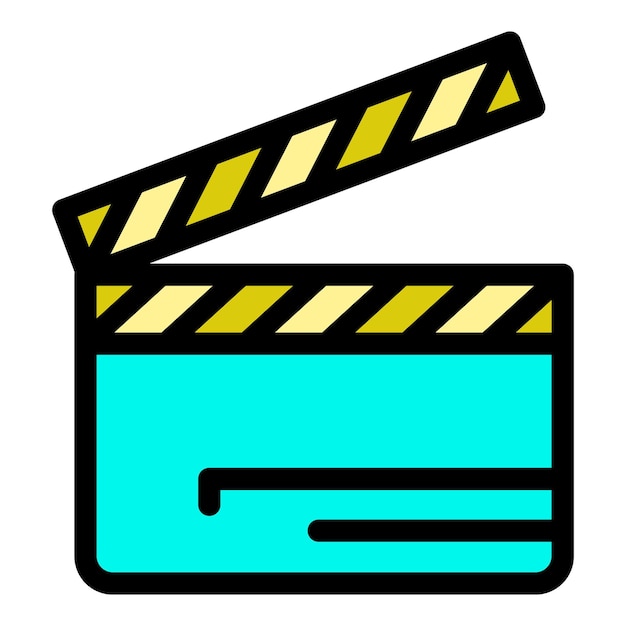 El icono del clapper de la pizarra El contorno de la pizara El icono vectorial del clapter de la pizarrera El color es plano y aislado
