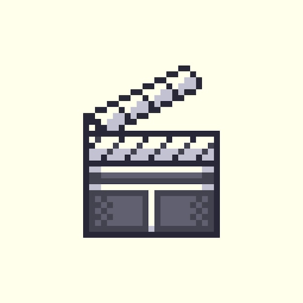 icono de clapperboard en el estilo de arte de píxeles