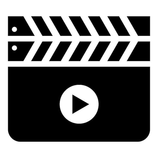 El icono de clapperboard de la película aislado en un fondo blanco
