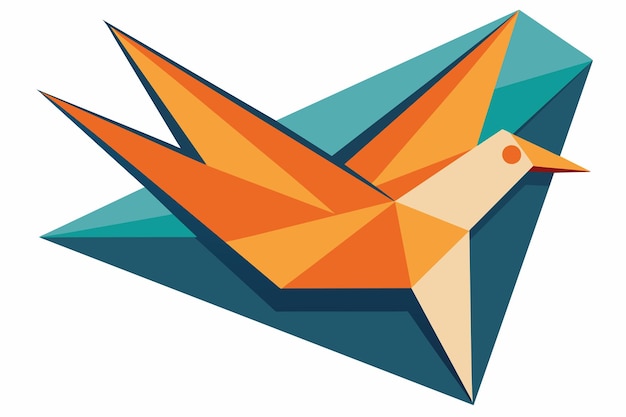 Vector un icono clásico de sobre rediseñado para parecerse a un pájaro origami que simboliza la comunicación y la creatividad