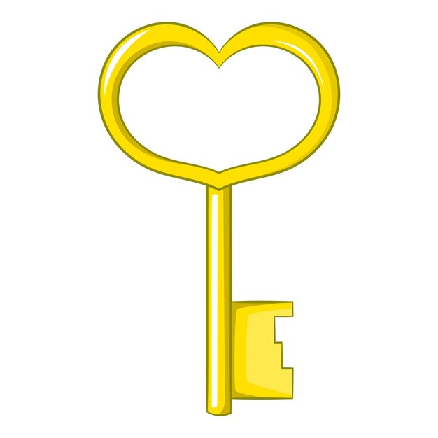 Vector icono de clave en forma de corazón ilustración de dibujos animados de icono vectorial de llave en forma de corazón para diseño web