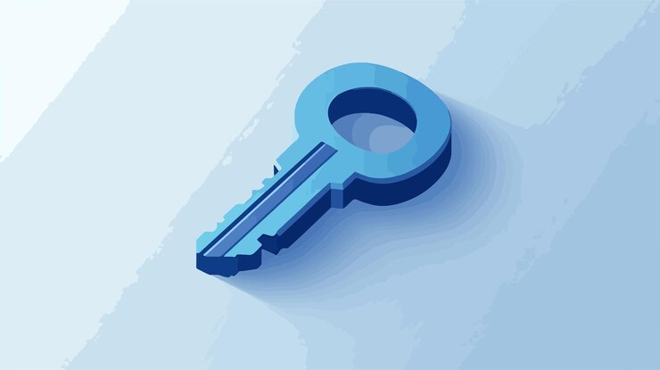 Vector icono de clave de seguridad profesional para la protección web en el centro de ángulo ancho