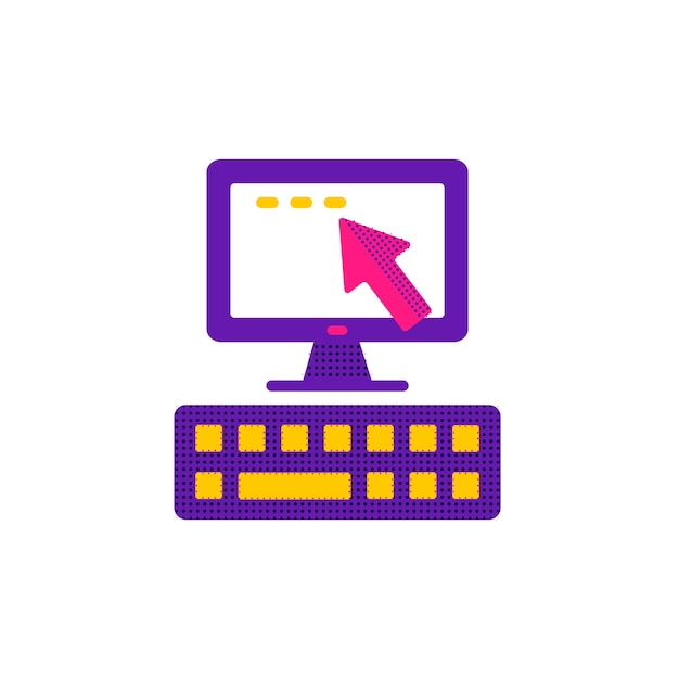 Icono de clic de vector Computadora y cursor del mouse