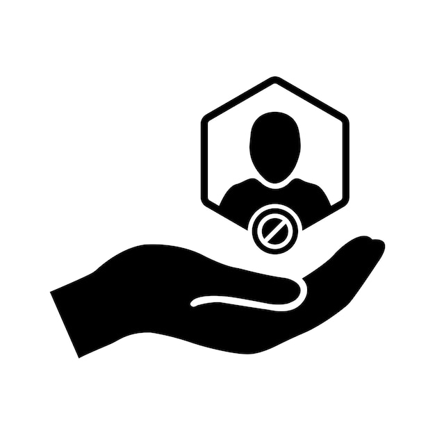 Icono de cliente con signo no permitido Icono de usuario y bloqueo símbolo de prohibición prohibido Icono vectorial
