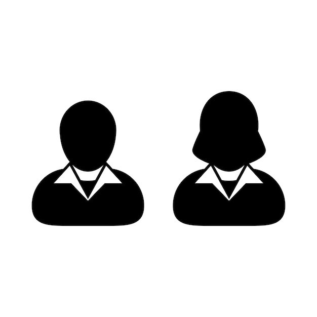 Icono de cliente vector símbolo de avatar de perfil de persona de usuario masculino y femenino para negocios