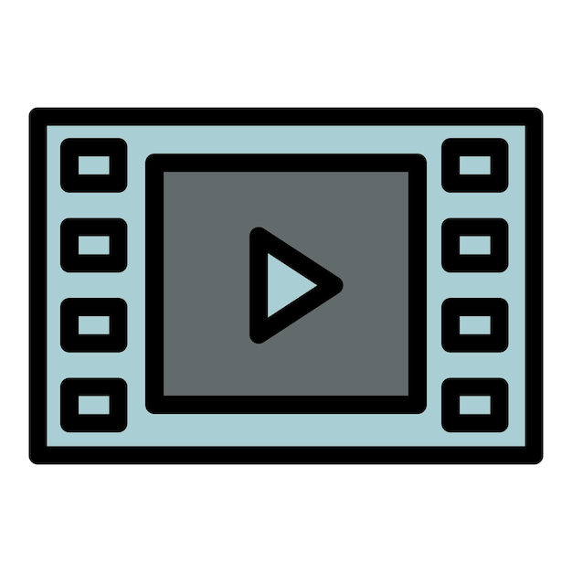 Icono de clip de vídeo Esquema Icono de vector de clip de vídeo para diseño web aislado sobre fondo blanco