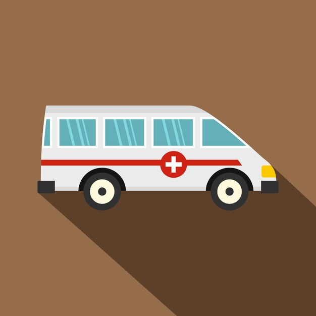 Icono de coche de ambulancia ilustración plana del icono de vector de coche de ambulancia para web