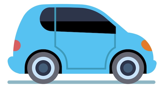 Icono de coche azul. Juguete de dibujos animados lindo. Vehículo urbano aislado sobre fondo blanco.