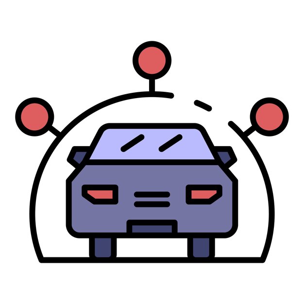 Icono de coche compartido familiar Contorno coche familiar compartir icono vectorial color plano aislado