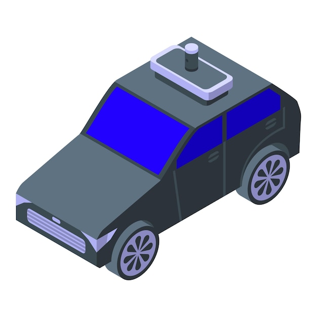 Vector icono de coche sin conductor vector isométrico unidad de tráfico sensor inteligente