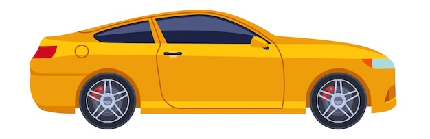 Vector icono de coche deportivo amarillo. vista lateral del automóvil aislado sobre fondo blanco.
